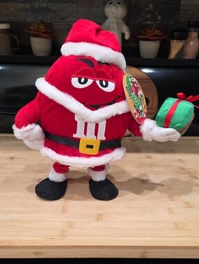 M&M'S Red Holiday Plush with Green Gift Bow Accent. Works, Uncommon!